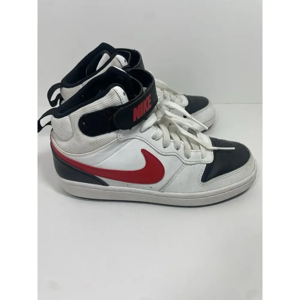 5.5 Youth Nike Court Borough Mid 2 CD7782 110 White/Red/Black High tops